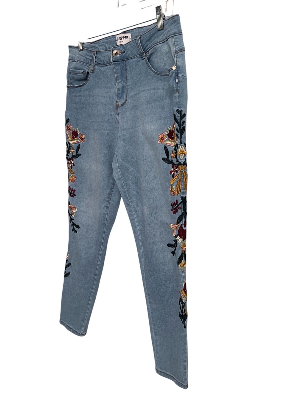 Sandpiper Boho Western Floral Embroidered Stretch Skinny Jeans 12 Petite - Picture 3 of 8